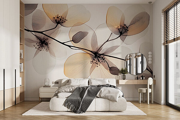 Fiori trasparenti su un ramo Carta da parati Fiori trasparenti su un ramo