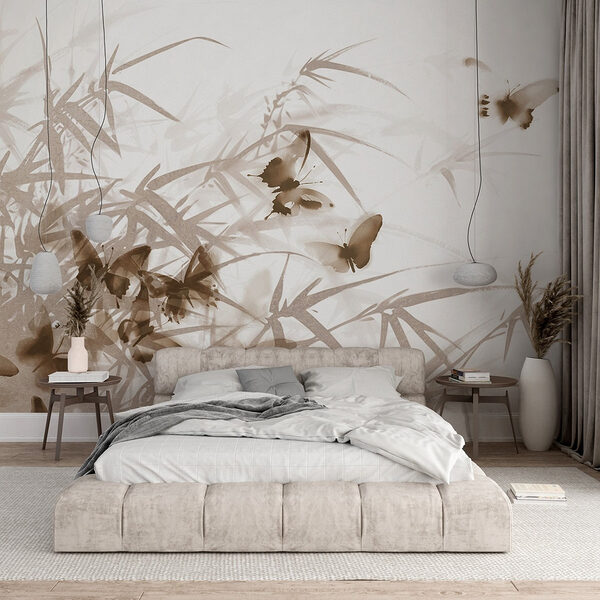 Carta da parati Farfalle su una superficie bianca