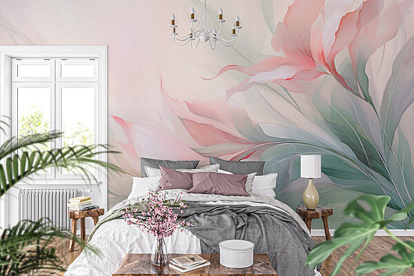 Pittura di fiori e foglie Carta da parati Pittura di fiori e foglie