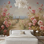 Carta da parati Pittura di rose rosa