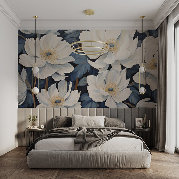 Pittura di fiori bianchi Carta da parati Pittura di fiori bianchi