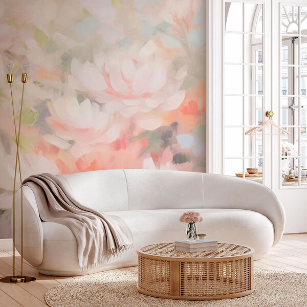 Pittura di fiori su una superficie bianca Carta da parati Pittura di fiori su una superficie bianca