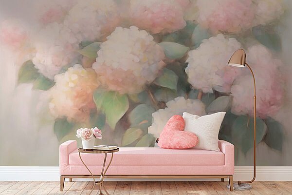 Pittura di fiori su sfondo bianco Carta da parati Pittura di fiori su sfondo bianco