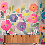 Carta da parati Pittura di fiori e foglie