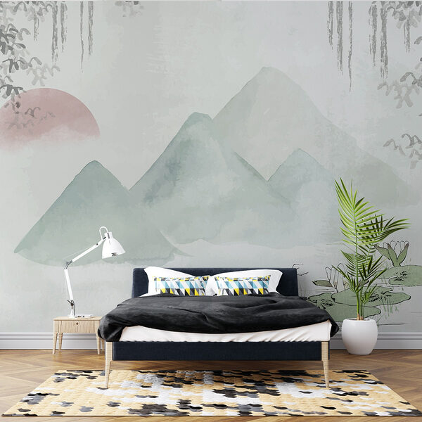 Pittura di montagne e acqua Carta da parati Pittura di montagne e acqua