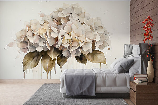 Pittura di un mazzo di fiori bianchi Carta da parati Pittura di un mazzo di fiori bianchi