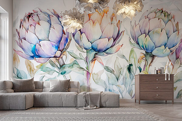 Pittura ad acquerello di fiori Carta da parati Pittura ad acquerello di fiori