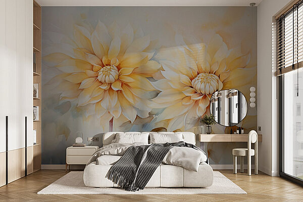 Pittura di fiori su sfondo bianco Carta da parati Pittura di fiori su sfondo bianco