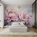 Carta da parati Pittura di fiori rosa