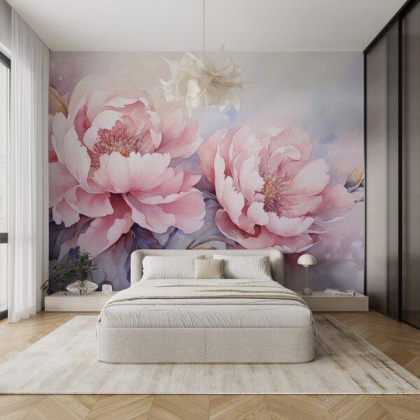 Pittura di fiori rosa Carta da parati Pittura di fiori rosa