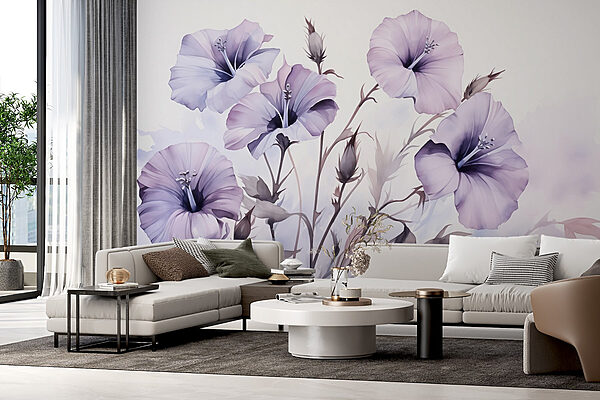 Pittura di fiori viola Carta da parati Pittura di fiori viola