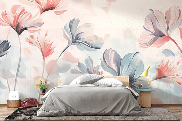 Pittura di fiori su sfondo bianco Carta da parati Pittura di fiori su sfondo bianco