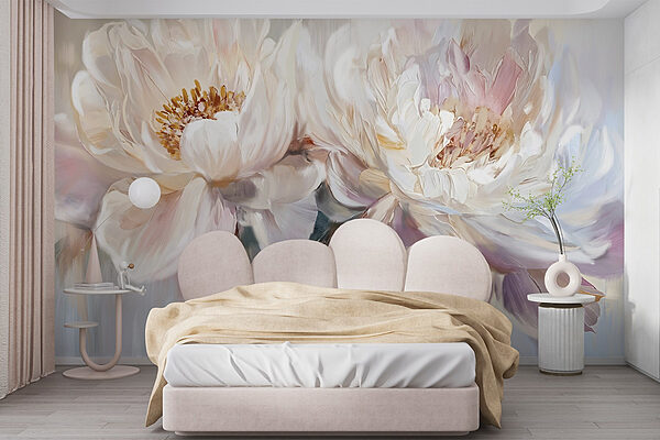 Pittura di fiori su sfondo bianco Carta da parati Pittura di fiori su sfondo bianco