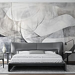 Carta da parati Arte in bianco e grigio