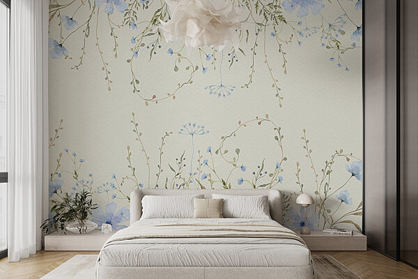 Pittura ad acquerello di fiori e foglie Carta da parati Pittura ad acquerello di fiori e foglie