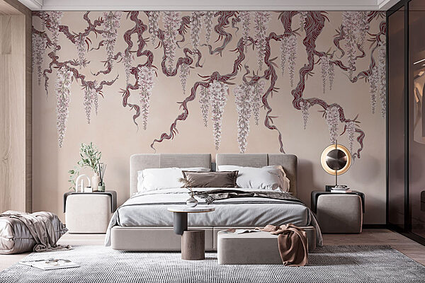 Pittura di un albero con fiori Carta da parati Pittura di un albero con fiori