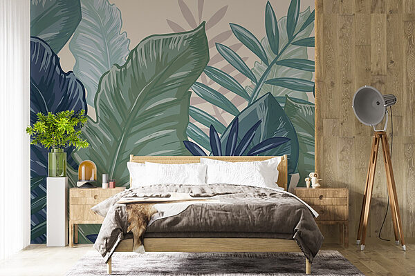Vibrante design a fogliame tropicale Carta da parati Vibrante design a fogliame tropicale