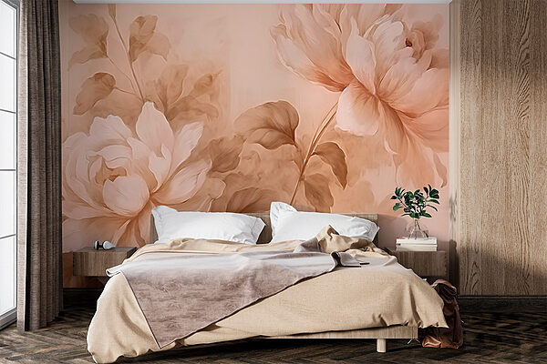 Pittura di fiori e foglie Carta da parati Pittura di fiori e foglie