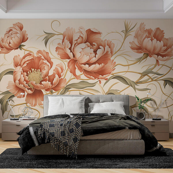 Pittura di fiori e viti Carta da parati Pittura di fiori e viti