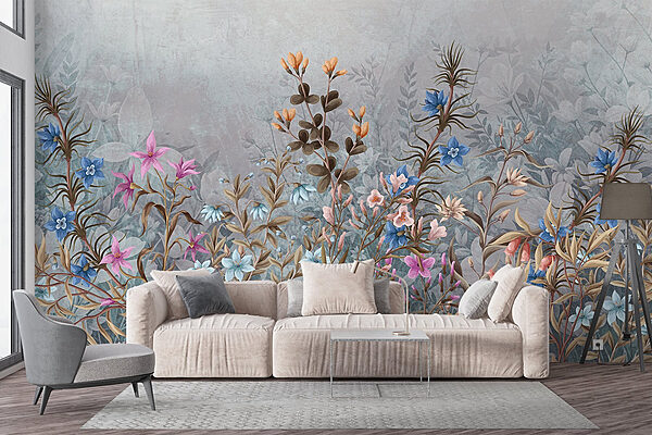 Pittura di fiori e foglie Carta da parati Pittura di fiori e foglie