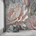 Carta da parati murale Delicate fioriture in morbide tonalità pastello