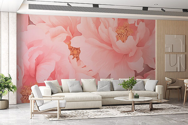 Fiori delicati dai toni rosa tenue Carta da parati Fiori delicati dai toni rosa tenue