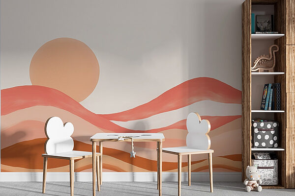 Pittura di un deserto con sole Carta da parati Pittura di un deserto con sole