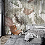 Carta da parati Tinte naturali con motivi a foglia