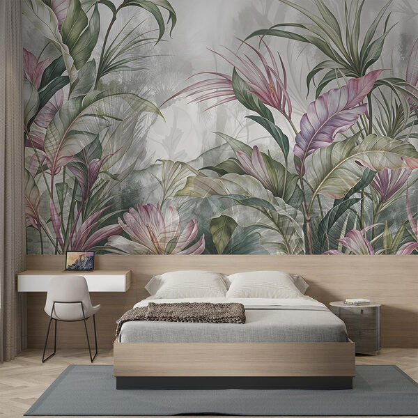 Pittura di fiori e foglie Carta da parati Pittura di fiori e foglie