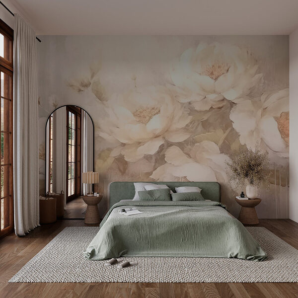 Pittura di fiori bianchi Carta da parati Pittura di fiori bianchi