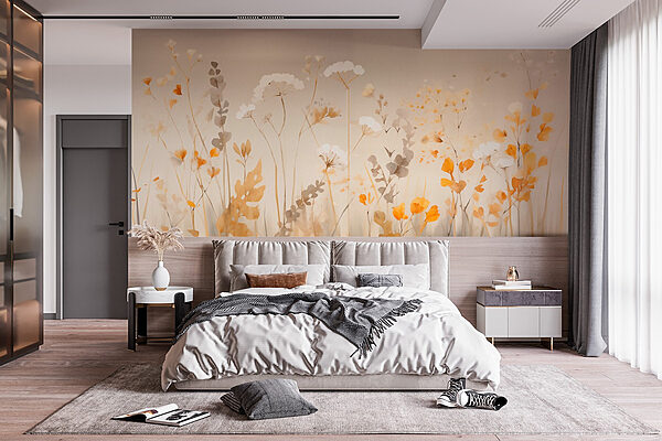 Pittura di fiori e foglie Carta da parati Pittura di fiori e foglie