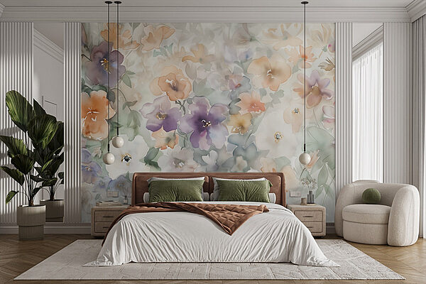 Pittura di fiori su una superficie bianca Carta da parati Pittura di fiori su una superficie bianca