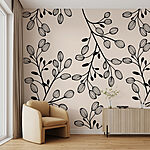 Carta da parati Pattern di foglie in bianco e nero