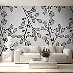 Carta da parati Pattern di foglie in bianco e nero