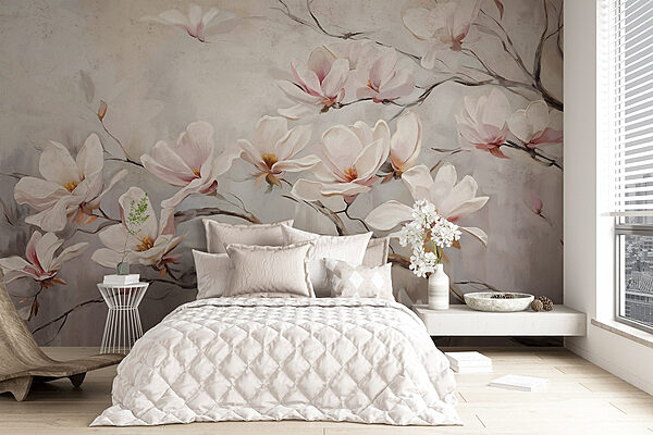 Pittura di fiori su un ramo Carta da parati Pittura di fiori su un ramo