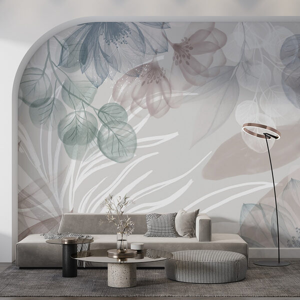 Carta da parati murale Fiori delicati e texture morbide