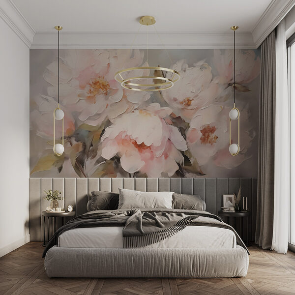 Pittura di fiori su una superficie bianca Carta da parati Pittura di fiori su una superficie bianca