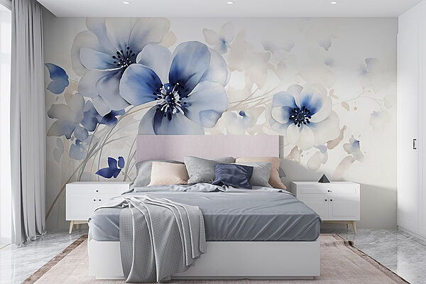 Pittura di fiori su sfondo bianco Carta da parati Pittura di fiori su sfondo bianco