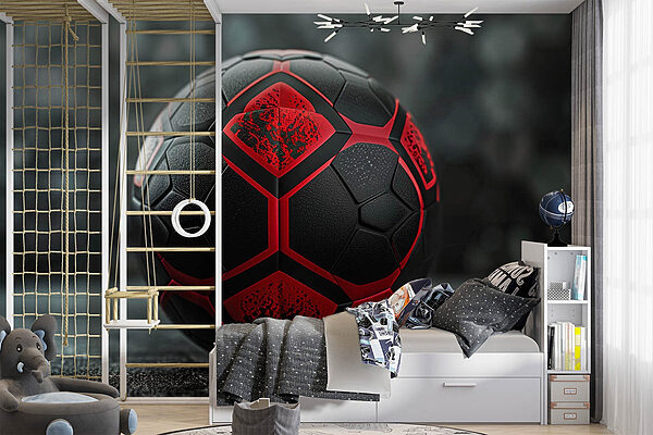 Pallone da calcio nero e rosso Carta da parati Pallone da calcio nero e rosso