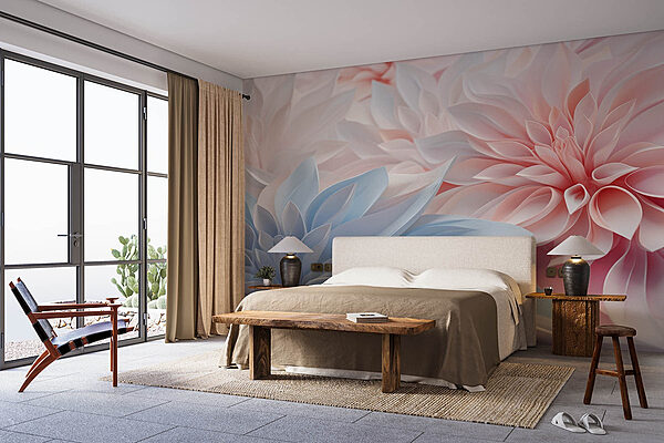 Carta da parati Carta da parati Bella composizione floreale in carta pastello (COD: w08622)