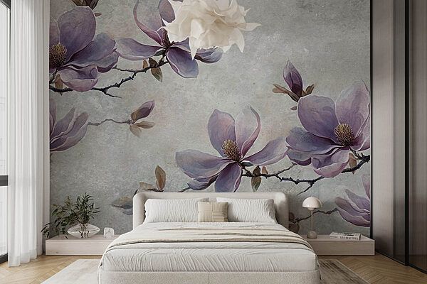 Pittura di fiori su un ramo Carta da parati Pittura di fiori su un ramo