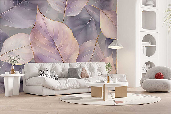 Carta da parati Le morbide sfumature di foglie delicate che danzano