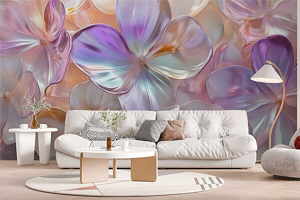 Carta da parati Gruppo di fiori su una superficie