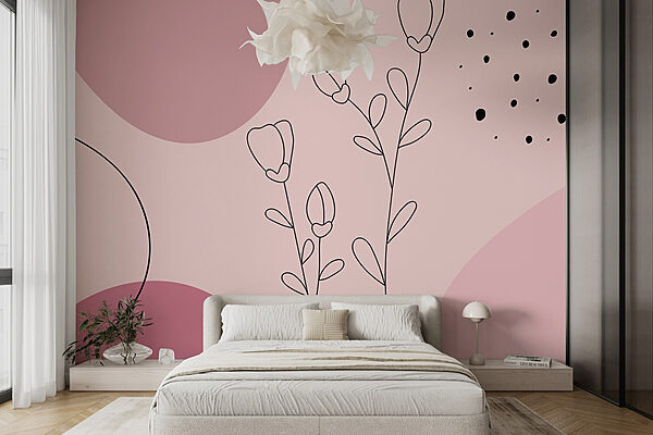 Disegno di fiori e cerchi Carta da parati Disegno di fiori e cerchi