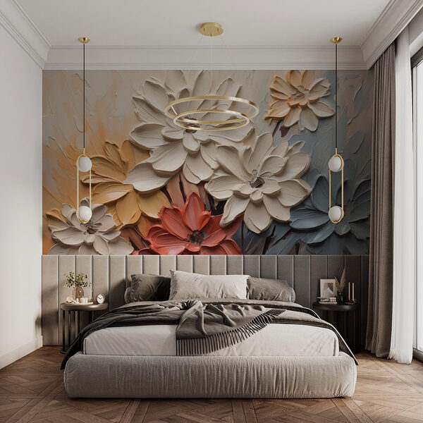 Pittura di fiori su una parete Carta da parati Pittura di fiori su una parete