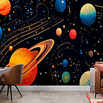 Carta da parati Pianeti e stelle colorate