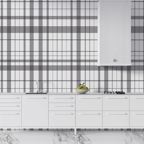 Plaid grigio e bianco Carta da parati Plaid grigio e bianco