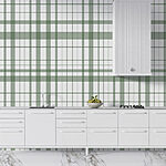 Carta da parati Plaid verde e bianco