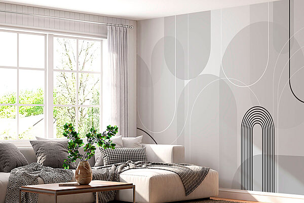 Carta da parati murale Design grigio e nero