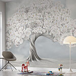 Carta da parati Wall murals Tree with white flowers